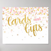 Elegante Modern Pink Gold Confetti Karten Geschenk Poster (Vorne)