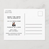 Elegante Modern Poppy Red Wedding Speichern Sie da Ankündigungspostkarte (Rückseite)