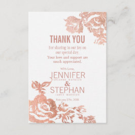 Elegante Modern Rose Gold Blumenkarten Dankeskarte