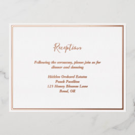 Elegante Modern Rose Gold Empfang Einschließungska Folie Einladungspostkarte
