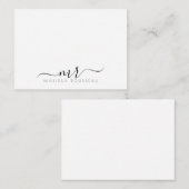 Elegante Modern Script Monogram Initials Mitteilungskarte (Vorne/Hinten)