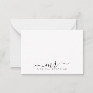 Elegante Modern Script Monogram Initials Mitteilungskarte