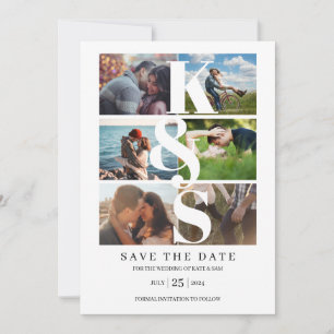 Elegante Modern Simple Foto Collage Name Initials Save The Date