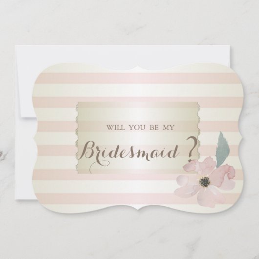 Elegante Modern Striped Blume Bridesmaid Card Einladung (Vorderseite)