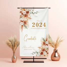 Elegante Modern Terracotta Boho Graduierungsparty Banner