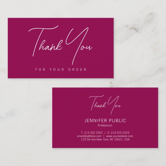 Elegante Modern Vielen Dank für Ihre Bestellung Visitenkarte (Vorne/Hinten)