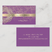 Elegante Modern Violet Gold Confetti Visitenkarte (Vorne/Hinten)