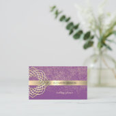 Elegante Modern Violet Gold Confetti Visitenkarte (Stehend Vorderseite)