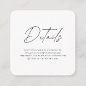 Elegante Modern Wedding Info Card | QR-Code Begleitkarte (Vorderseite)