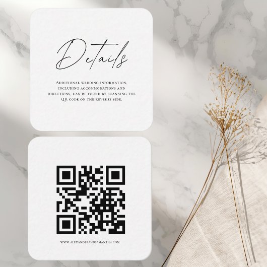 Elegante Modern Wedding Info Card | QR-Code Begleitkarte