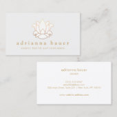 Elegante Modern White Lotus Blume Grau Visitenkarte (Vorne/Hinten)