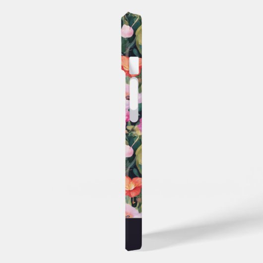 Elegante Modern Wildblume Pilzname auf schwarz Case-Mate iPhone Hülle (Rückseite / Links)