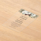 Elegante Modern Winter Evergreen Wedding Acryleinladungen (Ablage )