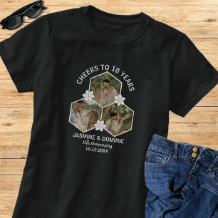 Elegante moderne 10. Hochzeitsjubiläums-Fotocollag T-Shirt