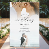Elegante Moderne 2-Foto Hochzeit Willkommen Acrylschild