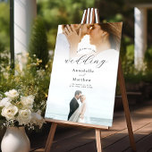 Elegante Moderne 2-Foto Hochzeit Willkommen Acrylschild