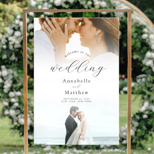 Elegante Moderne 2-Foto Hochzeit Willkommen Acrylschild