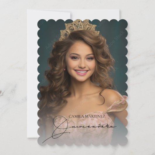 Elegante Moderne 2 Foto Quinceanera Einladung (Rückseite)