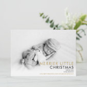 Elegante Moderne 2 Foto Weihnachtsfeiertage Geburt Ankündigung (Stehend Vorderseite)