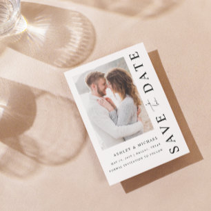 Elegante moderne 3-Foto Hochzeit retten das Datum Save The Date