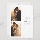 Elegante moderne 4-Foto Hochzeit retten das Datum Einladung (Vorderseite)