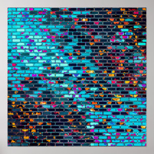 Elegante Moderne Abstrakt Brick Wall   Poster