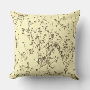 Elegante Moderne, Abstrakte Creme Brown Wildblumen Kissen