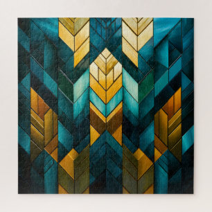 Elegante moderne abstrakte Gold Teal geometrisch Puzzle
