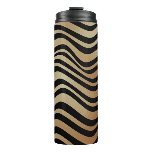 Elegante moderne Abstrakte Goldschwalben Zebra Mus Thermosbecher (Vorderseite)