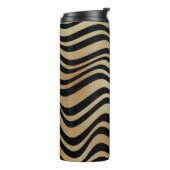Elegante moderne Abstrakte Goldschwalben Zebra Mus Thermosbecher (Nach links gedreht)