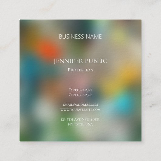 Elegante moderne Abstrakte Kunst - Berufliche Vorl Quadratische Visitenkarte (Rückseite)