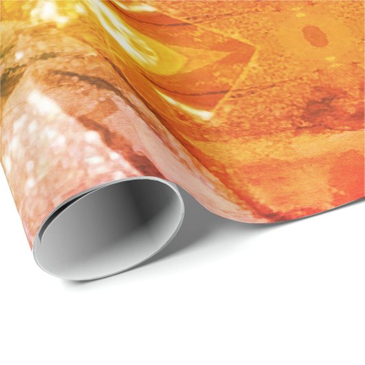 Elegante Moderne Abstrakte Kunst Rosa Orange Geschenkpapier (Rolleneckpunkt)