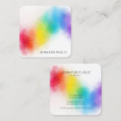Elegante moderne Abstrakte Rainbow-Farbvorlage Quadratische Visitenkarte (Vorne/Hinten)