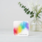 Elegante moderne Abstrakte Rainbow-Farbvorlage Quadratische Visitenkarte (Stehend Vorderseite)