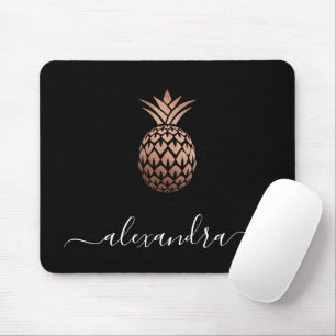 Elegante moderne Ananas mit minimaler Rose Mousepad