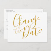 Elegante Moderne ändern das Datum Gold Script Postkarte (Vorne/Hinten)