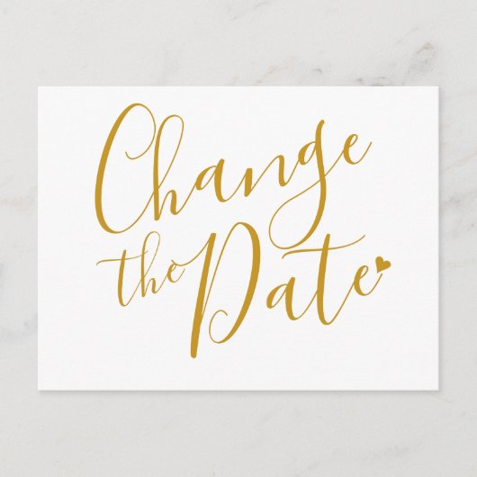 Elegante Moderne ändern das Datum Gold Script Postkarte (Vorderseite)