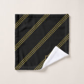Elegante, moderne Anfänge Black Dotted Gold Lines Badhandtuch Set (Waschlappen)