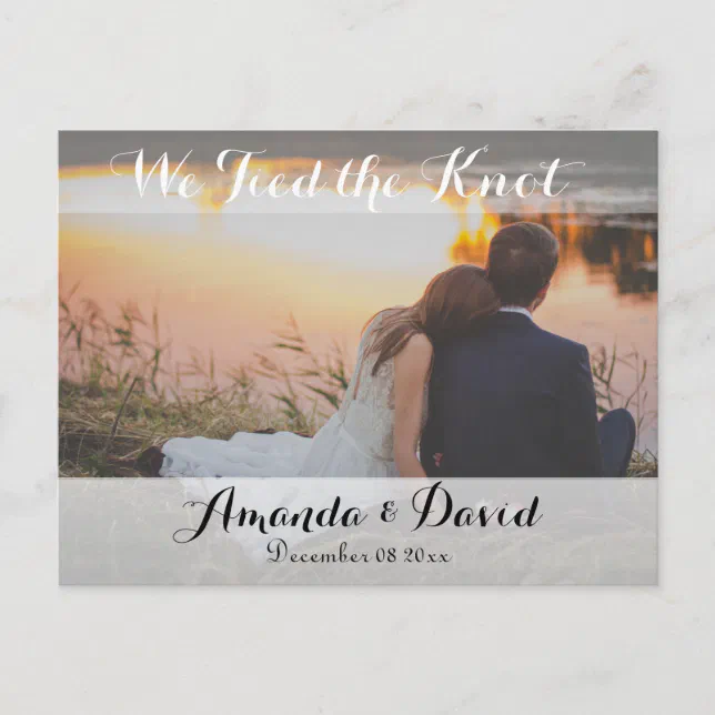 Elegante, moderne Ankündigung von Hochzeiten im Fo Postkarte Zazzle.de