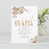 Elegante moderne Aquarell-Blume Oh Baby Sho Einladung (Stehend Vorderseite)