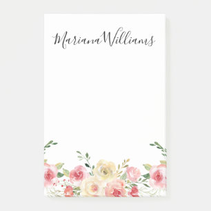elegante moderne Aquarell-Rosa-Blüten Post-it Klebezettel