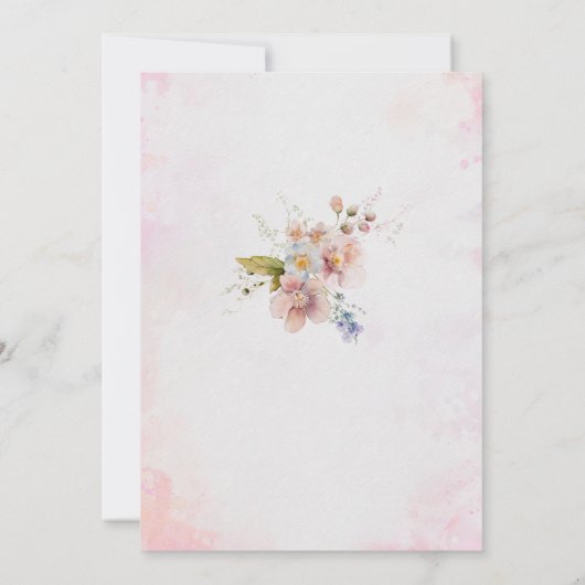 Elegante Moderne Aquarellfarben Blume Abschluss Br Einladung (Rückseite)