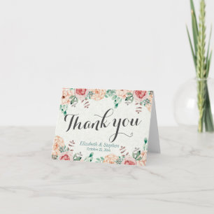 Elegante Moderne Aquarellfarben Blumenhochzeit Vie Dankeskarte