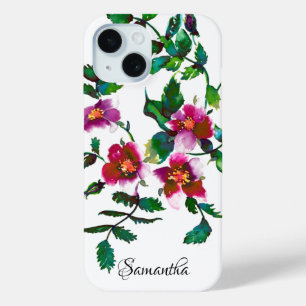 Elegante moderne Aquarellfarben, dunkelrosa Wildbl Case-Mate iPhone Hülle
