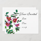 Elegante moderne Aquarellfarben, dunkelrosa Wildbl Einladung (Vorne/Hinten)