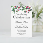 Elegante moderne Aquarellfarben, dunkelrosa Wildbl Einladung (Stehend Vorderseite)