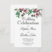 Elegante moderne Aquarellfarben, dunkelrosa Wildbl Einladung (Vorne/Hinten)