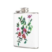 Elegante moderne Aquarellfarben, dunkelrosa Wildbl Flachmann (Links)