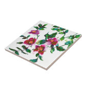 Elegante moderne Aquarellfarben, dunkelrosa Wildbl Fliese (Seite)