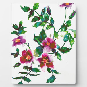 Elegante moderne Aquarellfarben, dunkelrosa Wildbl Fotoplatte